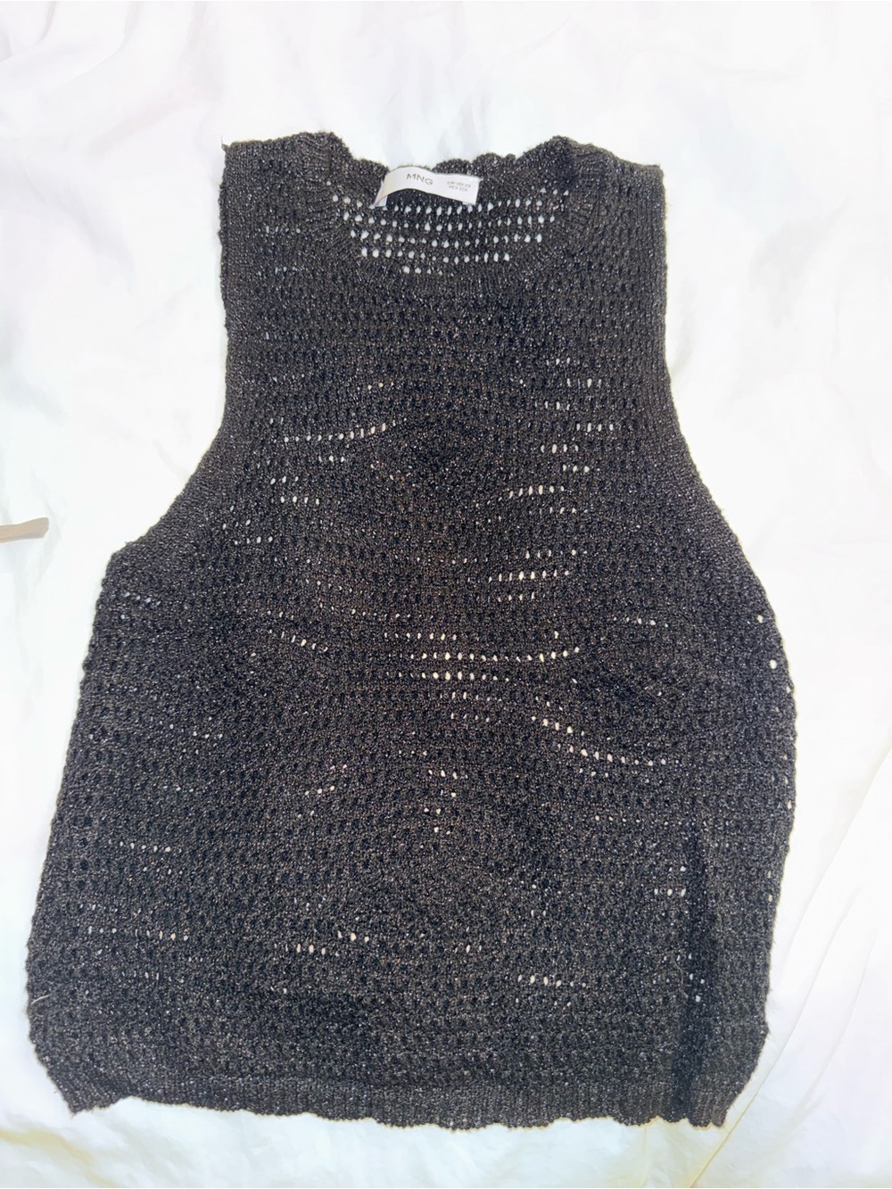 Mango Black Crochet Sleeveless Tank Top
